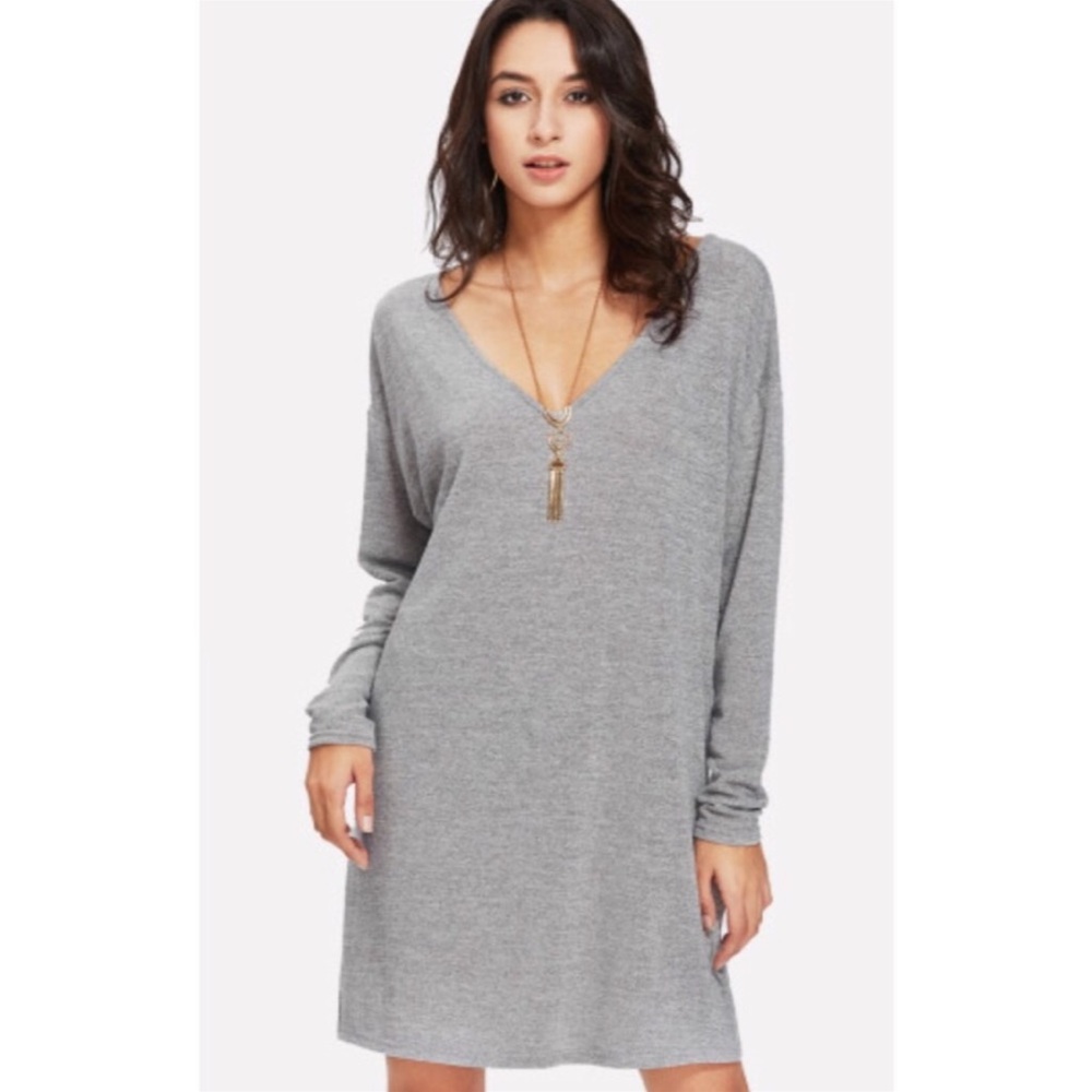 SHEIN Drop Shoulder Marled Knit Tee Dress / Tunic / Size Lg.